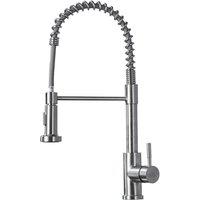 PAWNORA Modern Monobloc Pull Out Kitchen Mixer Tap Dual Spout Spray Single in Silver | Size: 10000mm x 520mm