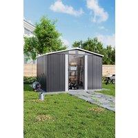 H&O Direct Charcoal 257cm W x 205cm D x 177cm H Metal Garden Tool Storage Shed | Size: 257 cm W x 205 cm D x 177 cm H