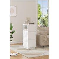 Living and Home Minimalist Bedside Table with Drawers in White
