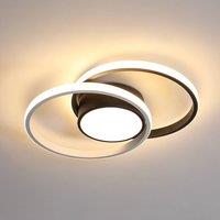 Pheashine Modern LED Ceiling Lamp, 42W Warm Light, Black & White Dual Ring Design