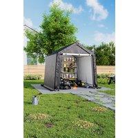 H&O Direct Outdoor Galvanized Tube Storage Shed 6x6FT in Dark Grey