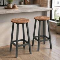 STILVORA Bar Stools Set of 2 with steel frame Rustic Brown