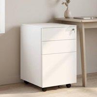 STILVORA Mobile Filing Cabinet with 3 Drawers & Lock in White