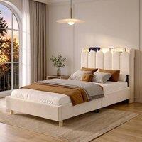 STILVORA 3FT Single Bed Frame with Storage Headboard & USB in Beige