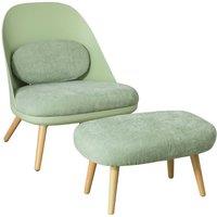 SoBuy Armchair with Footstool - Sage Green Fabric - Modern Scandinavian