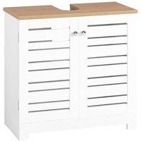 SoBuy Under-Sink Bathroom Cabinet - Oak-Effect Top - Modern Coastal in White