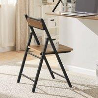 SoBuy Folding Chair - Wood-Effect Seat - Vintage Industrial in Dark Brown