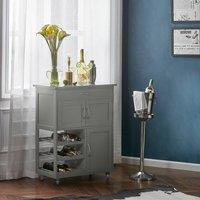SoBuy Wine Rack 1 Drawer Mobile Functional Serving Cart Kitchen Trolley in Grey