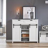 SoBuy Entrance Cabinet - Sliding Barn Doors - Modern Farmhouse in White