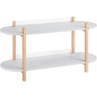 SoBuy Two-Tier Console Table - Light Gray & Natural Wood - Modern in Light Grey | Size: 0.6m2