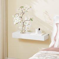 SoBuy Floating Wall Shelf with Drawer & LED Light - Modern Minimalist in White | Size: 0.6m2