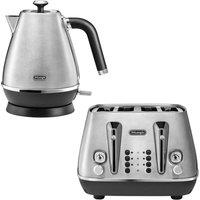 DELONGHI Distinta X 1.7L Kettle & 4 Slice Toaster Stainless Steel in Silver