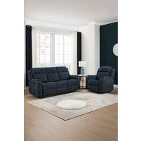 More4Homes Orka 1+3 Seater Fabric Manual Recliner Sofa Set in Blue