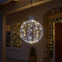 mysmartbuy 50cm Silver LED Hanging Ball 160 Micro LED Flash Effect 5m Cable in White