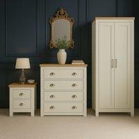 Birlea Wooden 4 Piece Furniture Set Wardrobe Chest of Drawers Bedsides Highgate in Cream