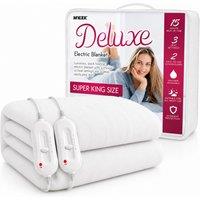 MYLEK Electric Blanket Super King Bed Size Heated Fitted Mattress Cover in Off-White
