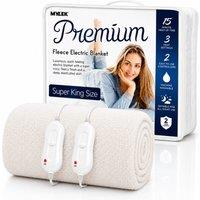 MYLEK Electric Blanket Super King Bed Size Fleece Heated Fitted Bed Cover in White