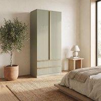 FWStyle Green 2 Door 2 Drawer Combination Wardrobe Scalloped Effect Finish
