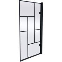 Balterley Abstract Square Framed 8mm Glass Reversible Hinged Bath Screen - Black