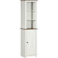 Kleankin Tall Bathroom Cabinet Storage Cupboard with Door, Adjustable Shelves in White