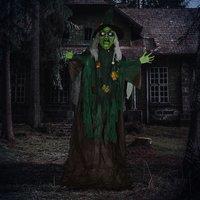 HOMCOM Outdoor Halloween Witch Prop Decoration with Light Up Eyes & Heart