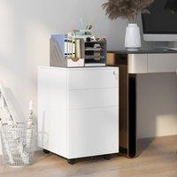 VINSETTO 3-Drawer Filing Cabinet w/ Removable Pencil Tray Lockable File Cabinet in White