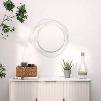 HOMCOM Metal Wall Art 65cm Round Mirror for Living Room Dining Room in Silver