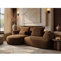 Solace+Co Lia Large L Shape Sofa Chenille in Brown | Size: 2 Seater