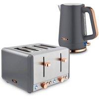 Tower Cavaletto Kettle, 4 Slice Toaster in Grey