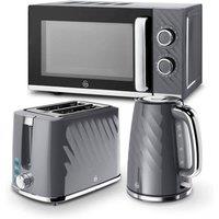 Swan Windsor Kettle, Toaster, Microwave in Grey
