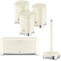 Swan Solace Bread Bin, Canisters & Towel Pole in Cream