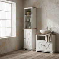Wyld Haus Dokala 2 Piece Bathroom Furniture Set Tall Cabinet & Under Sink in White
