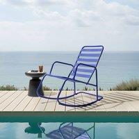 Wyld and Coco Blue Aluminium Slatted Garden Rocking Chair Modern Outdoor