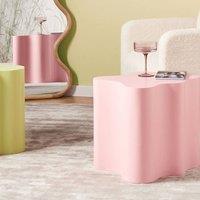 Wyld and Coco Side Table Pastel Pink MDF Irregular Base 40 x 45 cm