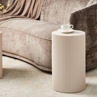 Wyld and Coco Fluted Off-White Side Table - MDF 30 cm Diameter in White