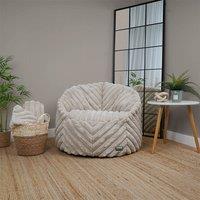 rucomfy Beanbags rucomfy Faux Fur Ribbed Zen Chair Bean Bag - Plush Lounge Seat in Cream