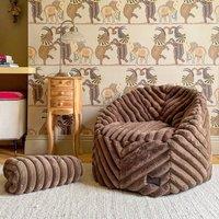 rucomfy Beanbags rucomfy Faux Fur Ribbed Zen Chair Bean Bag - Plush Lounge Seat in Chocolate