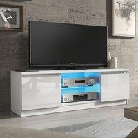 Creative Furniture Aura TV Unit 120cm - A Compact & Contemporary Cabinet with Gloss Doors & LED Lights in White