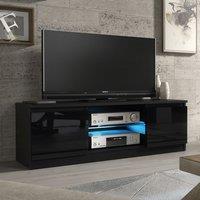Creative Furniture Aura TV Unit 120cm - A Compact & Contemporary Cabinet with Gloss Doors & LED Lights in Black