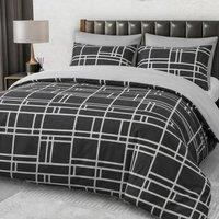 Pamposh Luxury Duvet Cover Set King Size Reversible Quilt Covers in Mid Grey | Size: Single