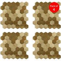 ENER-J Large Luxe Gold HexaStyle Aluminum Peel & Stick Tile Size 290 x 288 x 4mm (Pack of 4)