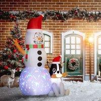 OUTSUNNY 6.2FT Christmas Blow Up Snowman with Dog for Garden Party Outdoor in White