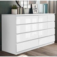 SquareBoxx Fairfield Gloss Minimalist Chest of Draws 8 Draw in White