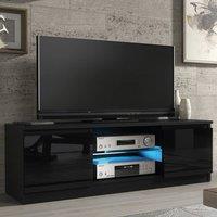 Mex Furniture LTD TV Unit Aura 120cm - Black with Gloss Doors & LED Lights