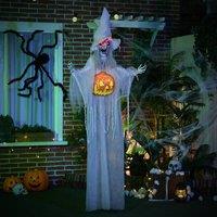 HOMCOM Hanging Witch Prop Life Size with Sound & Motion Activated in White | Size: 6ft