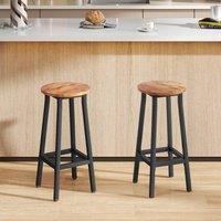 HOMCOM Barstools, Breakfast Bar Stools with Footrest, Rustic Brown