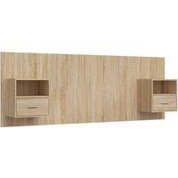 Berkfield Home Bed Headboard with Cabinets Sonoma Oak Engineered Wood in Light Tan