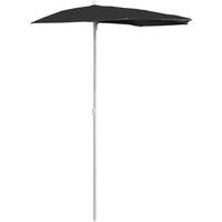 Berkfield Home Garden Half Parasol with Pole 180x90 cm Black