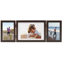 Berkfield Home Trifold Photo Frame Collage Dark Brown 22x15 cm+2x | Size: 22x15 cm