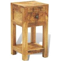 Berkfield Home Nightstand with 1 Drawer Solid Mango Wood in Brown
